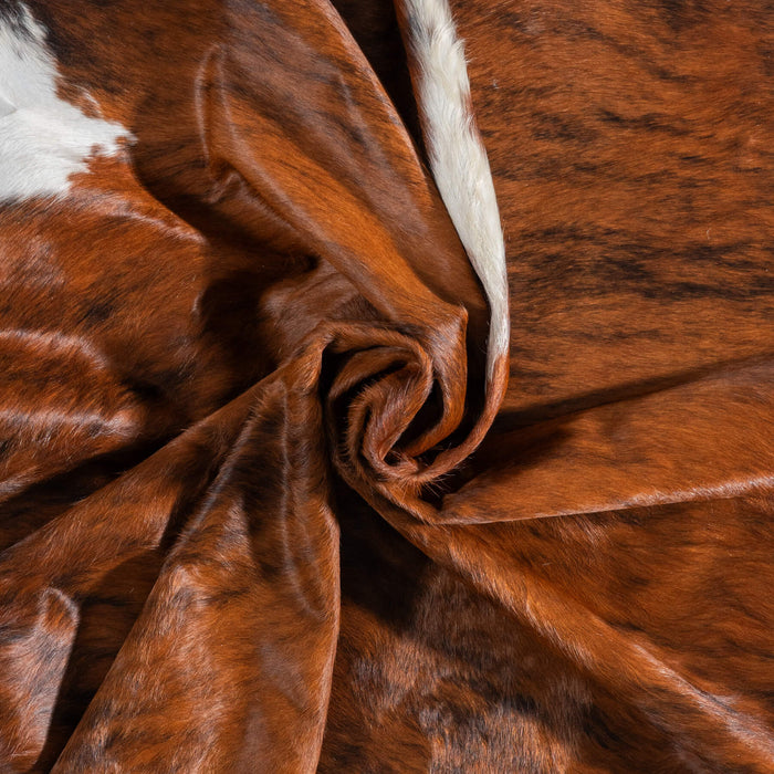 Brazilian Brindle White Belly and Backbone Cowhide Rug Size 8'3" L x 6'2" W 8974