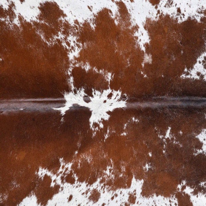 Brazilian Chocolate and White Cowhide Rug Size 7'11" L x 6'11" W 8977