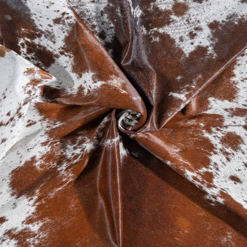 Brazilian Chocolate and White Cowhide Rug Size 7'11" L x 6'11" W 8977