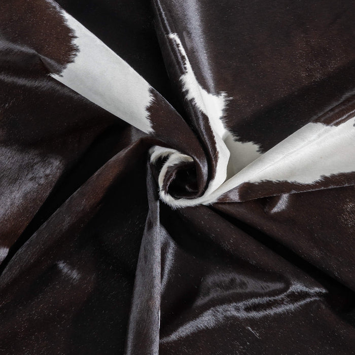 Brazilian Chocolate and White Cowhide Rug Size 8'5" L x 6'11" W 8989