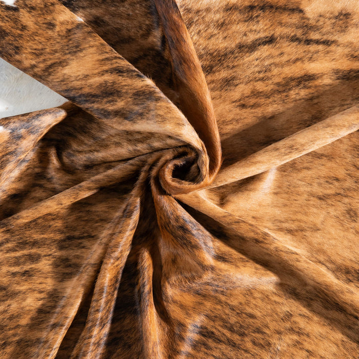 Brazilian Brindle White Belly Cowhide Rug Size 7'.9" L x 7'2" W 9049