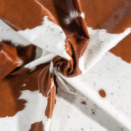 Brazilian Brown and White Cowhide Rug Size 7'6" L x 6'9" W 9073