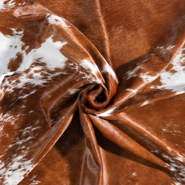 Brazilian Brown and White Cowhide Rug Size 7'11" L x 7'.4" W 9075
