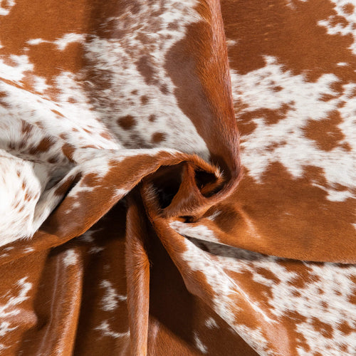 Brazilian Brown and White Cowhide Rug Size 7'9" L x 6'6" W 9081