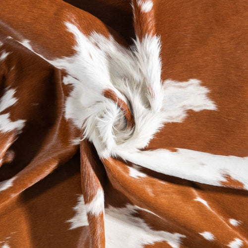 Brazilian Brown and White Cowhide Rug Size 6'6" L x 5'7" W 9086