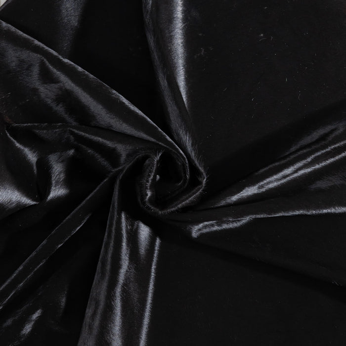 Brazilian Solid Black Cowhide Rug Size 7'1" L x 6'11" W 9114