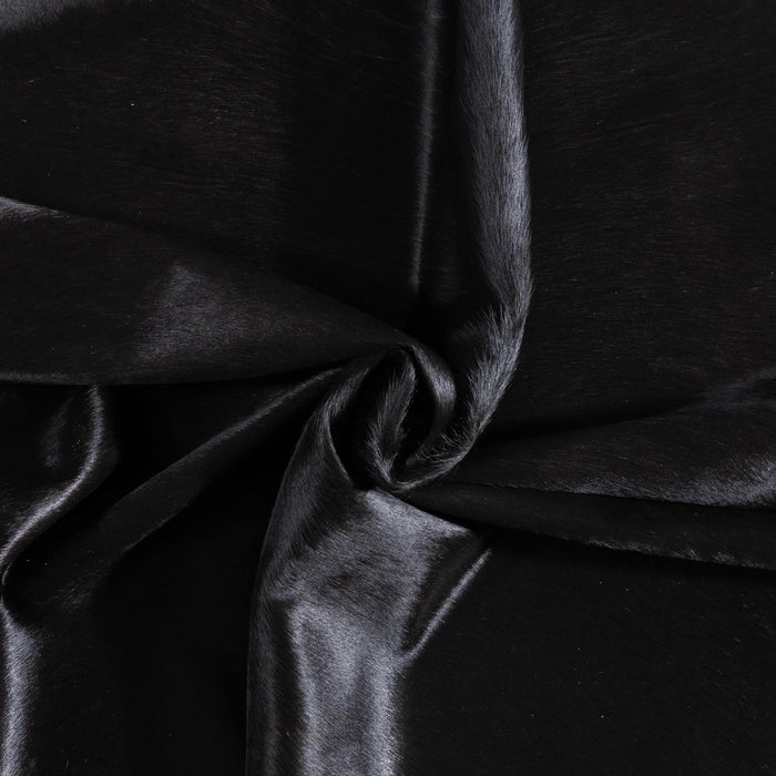 Brazilian Solid Black Cowhide Rug Size 6'9" L x 5'11" W 9118