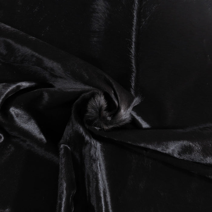 Brazilian Solid Black Cowhide Rug Size 6'9" L x 5'10" W 9122