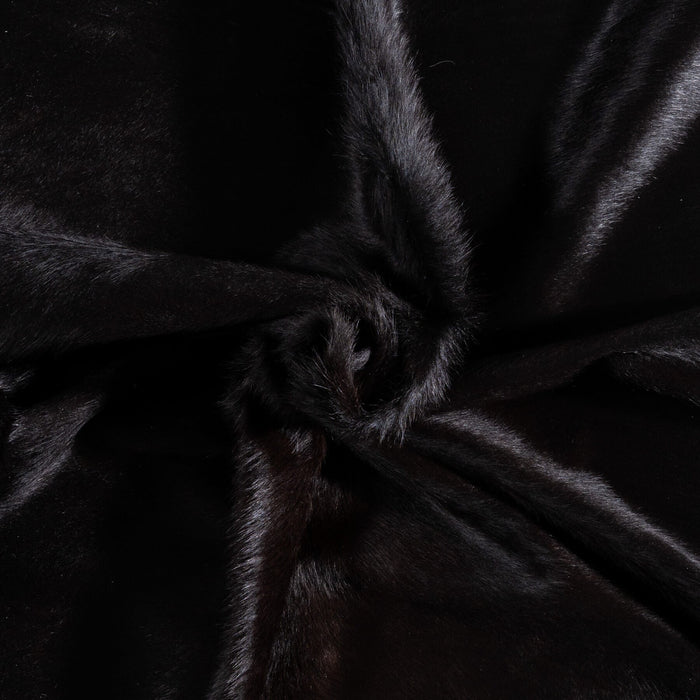 Brazilian Solid Black Cowhide Rug Size 7'7" L x 7'5" W 9147