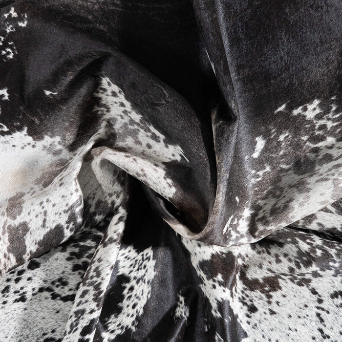 Brazilian Black Salt and Pepper Cowhide Rug Size 7'7" L x 6'11" W 9216