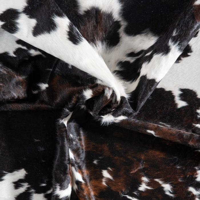 White Tricolor Cowhide Rug Size 8'2" L x 7'0" W 9242