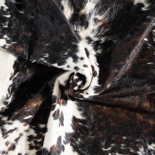 White Tricolor Cowhide Rug Size 7'0" L x 6'5" W 9285