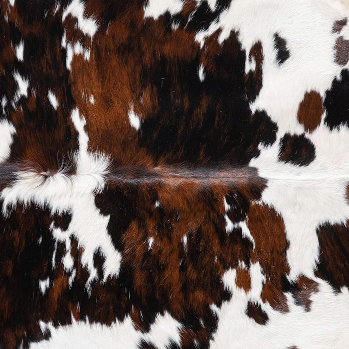 White Tricolor Cowhide Rug Size 7'5" L x 6'9" W 9296