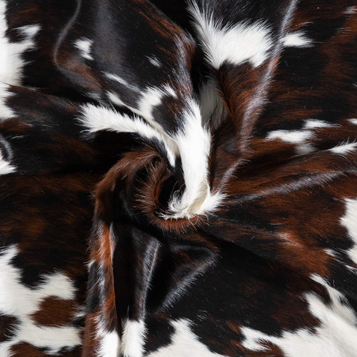 White Tricolor Cowhide Rug Size 7'5" L x 6'9" W 9296