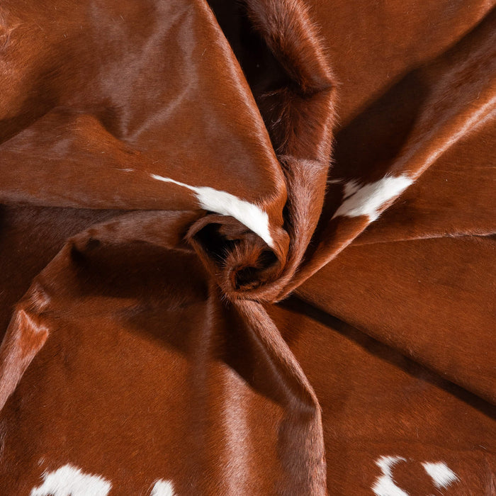 Brown and White Cowhide Rug Size 8'2" L x 7'8" W 9297