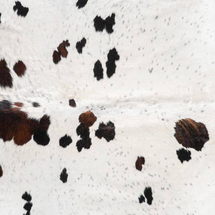 White Tricolor Cowhide Rug Size 7'9" L x 7'4" W 9298