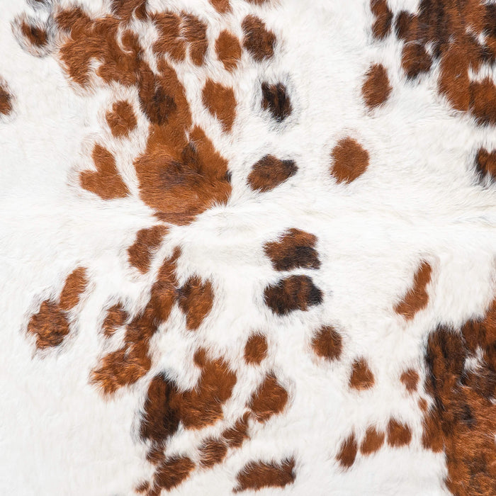 White Tricolor Cowhide Rug Size 7'4" L x 6'5" W 9303