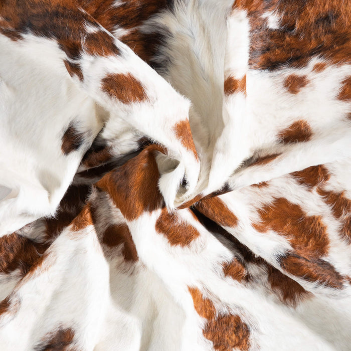 White Tricolor Cowhide Rug Size 7'4" L x 6'5" W 9303