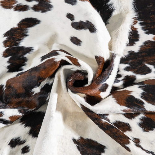 White Tricolor Cowhide Rug Size 6'9" L x 6'6" W 9304
