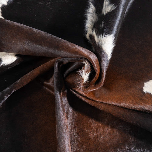 Brazilian Chocolate and White Cowhide Rug Size 7'0" L x 6'0" W 9306