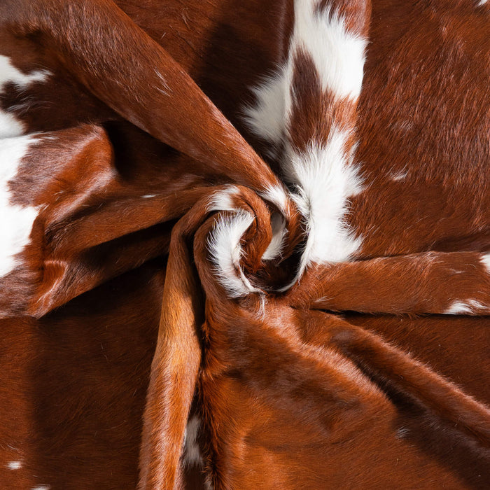 Brown and White Cowhide Rug Size 7'3" L x 6'10" W 9321