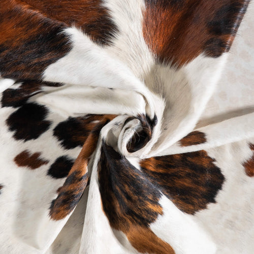 White Tricolor Cowhide Rug Size 7'6" L x 6'10" W 9331