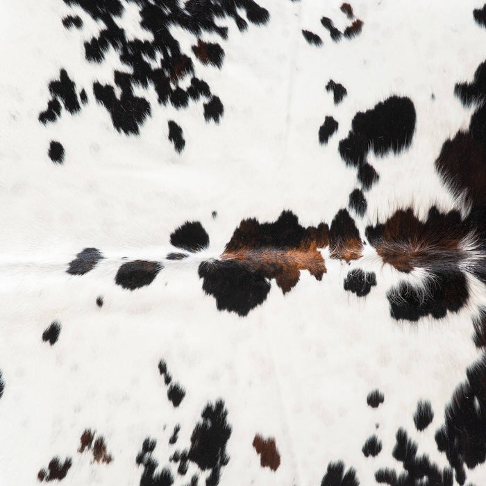 White Tricolor Cowhide Rug Size 7'4" L x 7'3" W 9332