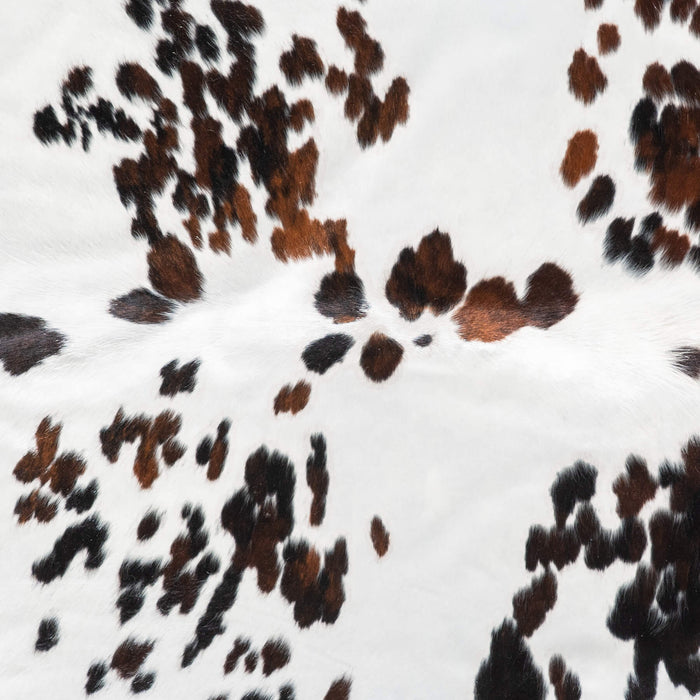 White Tricolor Cowhide Rug Size 8'1" L x 7'4" W 9345