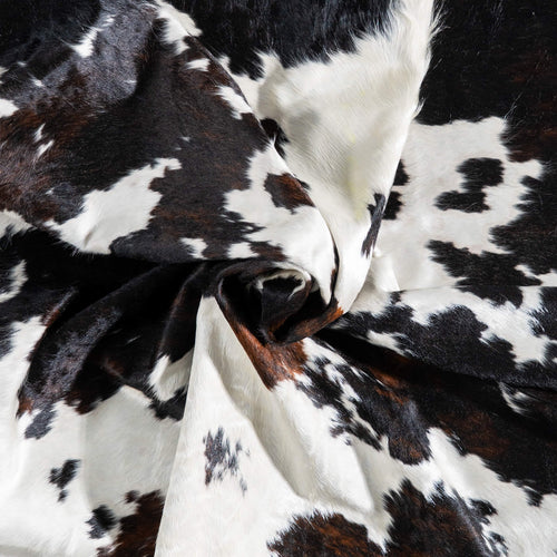 White Tricolor Cowhide Rug Size 7'5" L x 6'11" W 9349