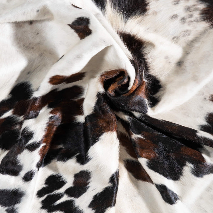 White Tricolor Cowhide Rug Size 8'2" L x 7'3" W 9351