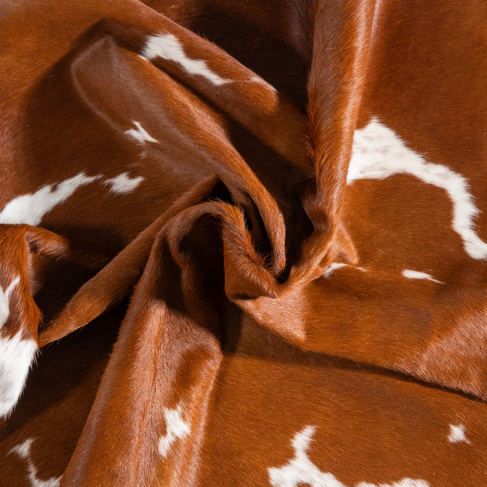 Brown and White Cowhide Rug Size 6'11" L x 6'5" W 9353