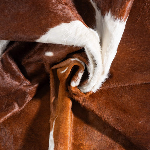 Brown and White Cowhide Rug Size 6'9" L x 5'9" W 9355