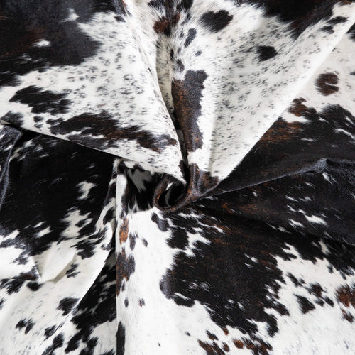 White Tricolor Cowhide Rug Size 7'6" L x 6'2" W 9356
