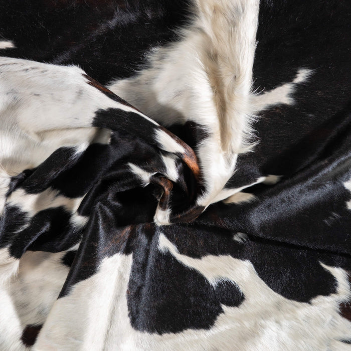 White Tricolor Cowhide Rug Size 8'2" L x 7'3" W 9357
