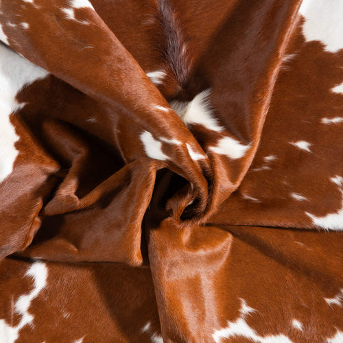 Brown and White Cowhide Rug Size 7'7" L x 6'7" W 9359