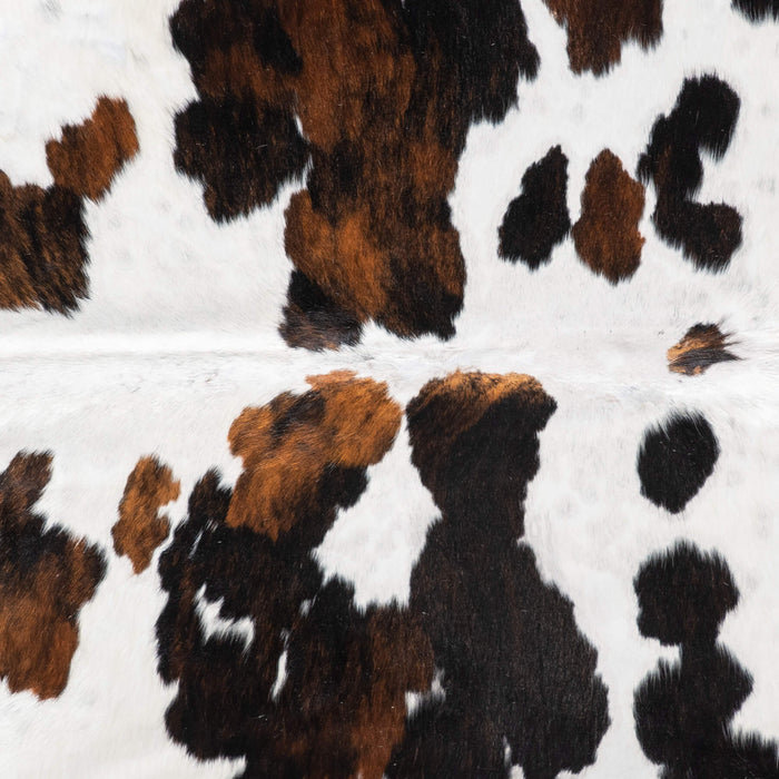 White Tricolor Cowhide Rug Size 7'6" L x 6'11" W 9369