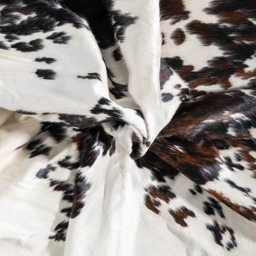 White Tricolor Cowhide Rug Size 7'11" L x 7'8" W 9373