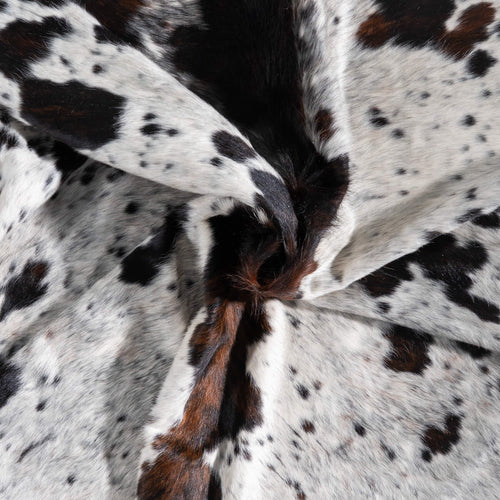 White Tricolor Cowhide Rug Size 8'1" L x 7'4" W 9377