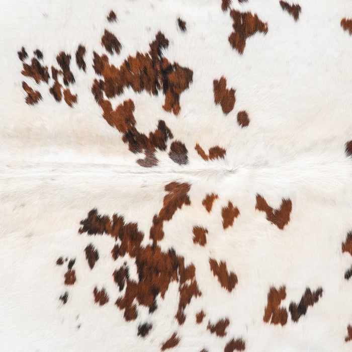 White Tricolor Cowhide Rug Size 7'5" L x 6'11" W 9379