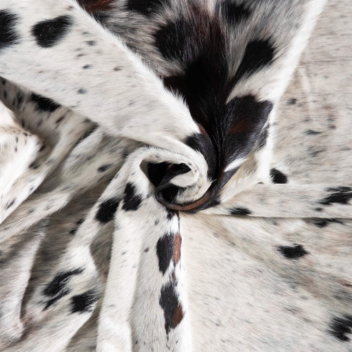 White Tricolor Cowhide Rug Size 7'5" L x 7'0" W 9386