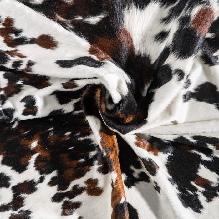 White Tricolor Cowhide Rug Size 8'0" L x 7'0" W 9400