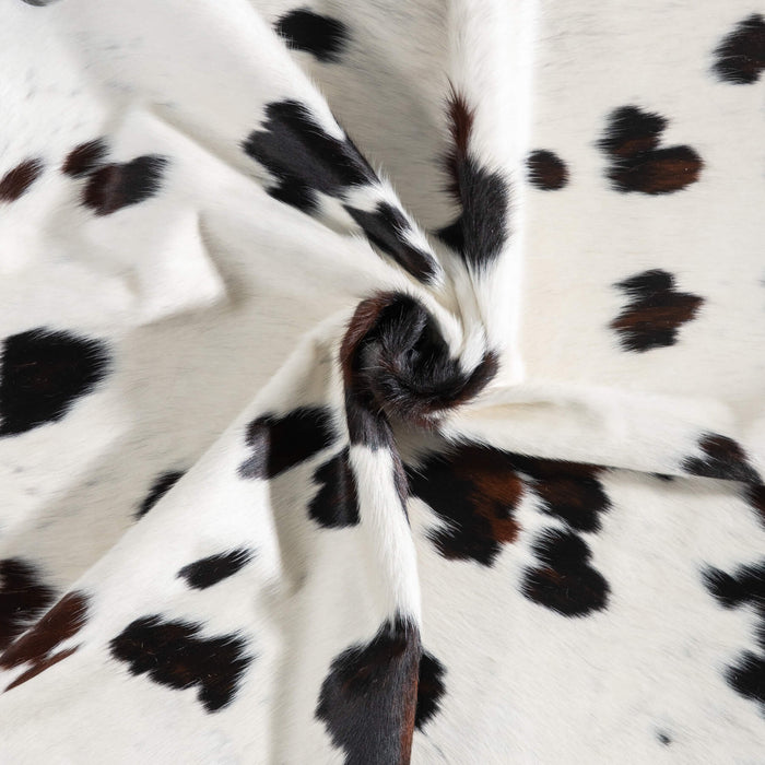 White Tricolor Cowhide Rug Size 7'5" L x 6'10" W 9404