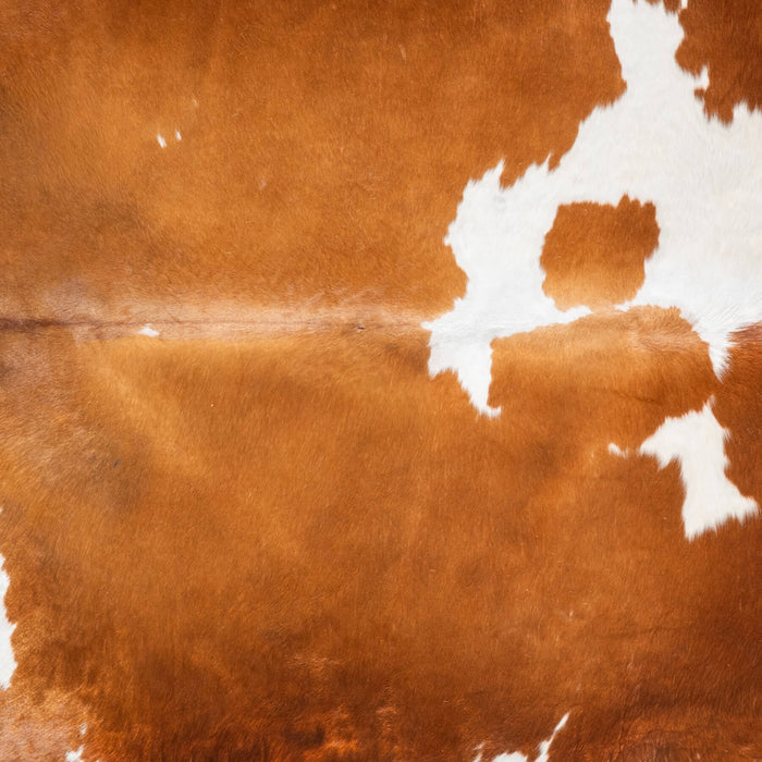 Brown and White Cowhide Rug Size 7'8" L x 6'9" W 9414