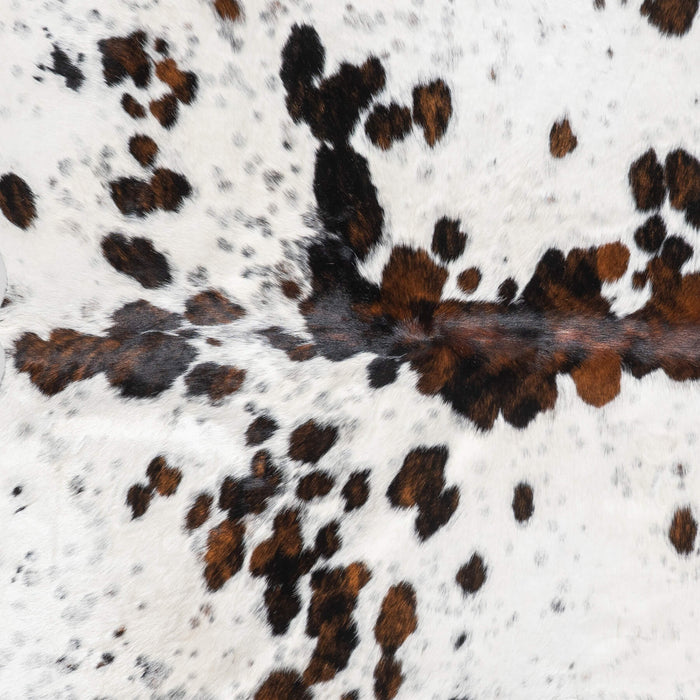 White Tricolor Cowhide Rug Size 7'6" L x 7'1" W 9416