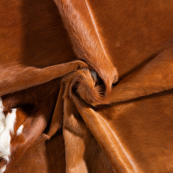 Brown and White Cowhide Rug Size 7'0" L x 6'10" W 9419