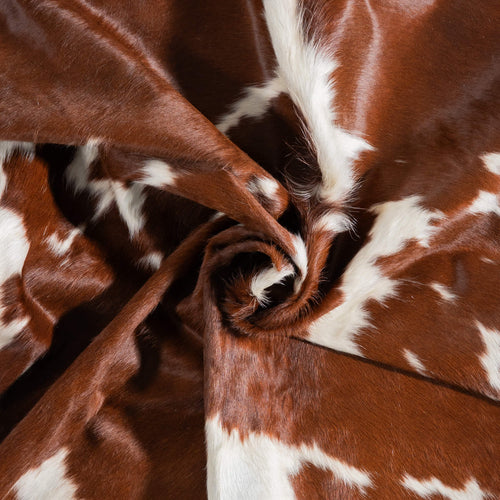 Brown and White Cowhide Rug Size 7'5" L x 6'10" W 9421