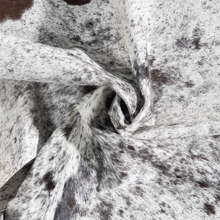 Black Salt and Pepper Cowhide Rug Size 6'7" L x 5'11" W 9430