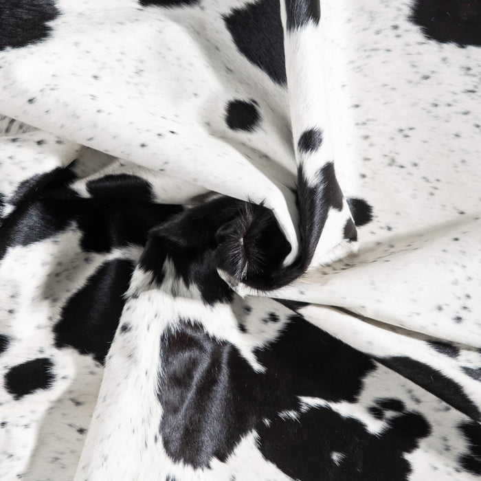 Black Salt and Pepper Cowhide Rug Size 6'10" L x 6'7" W 9431
