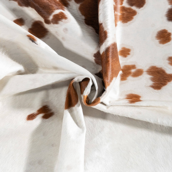 Brown and White Cowhide Rug Size 7'10" L x 7'0" W 9437