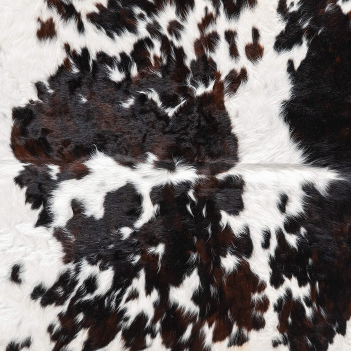 White Tricolor Cowhide Rug Size 7'6" L x 6'8" W 9439